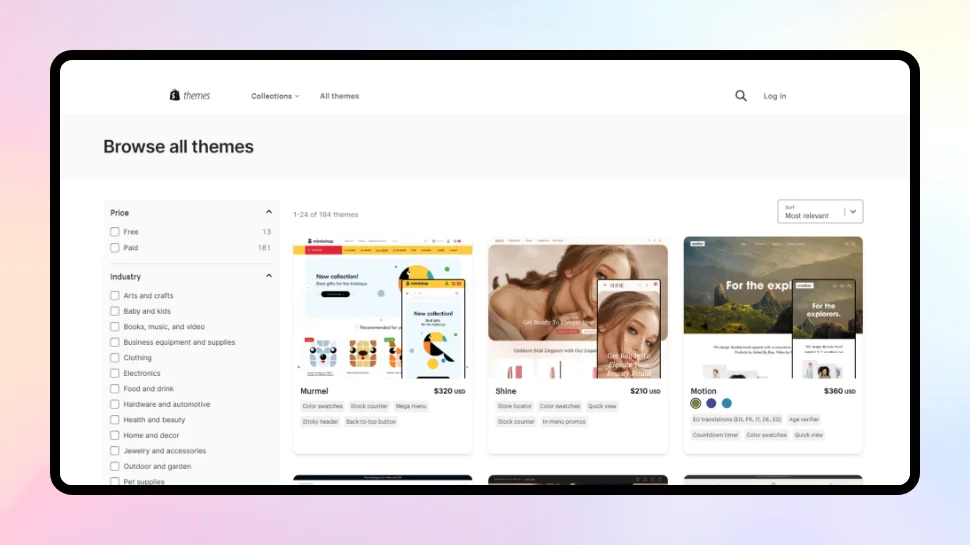 Browse the Theme Library